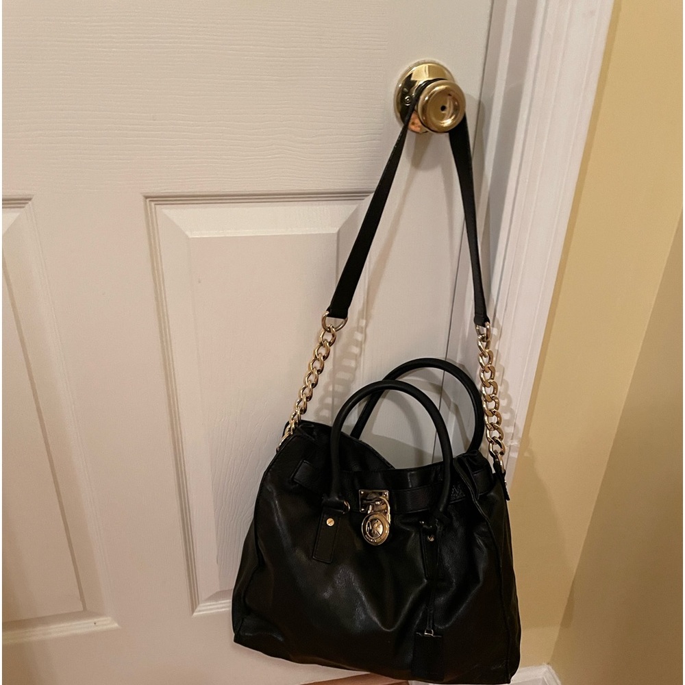 Michael Kors leather black tote purse.